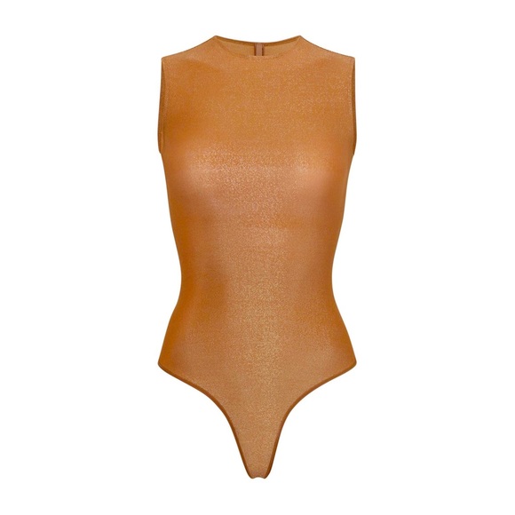 Skims Shimmer Crew Neck Sleveless Bodysuit - Ochre Size 4x - Picture 1 of 10